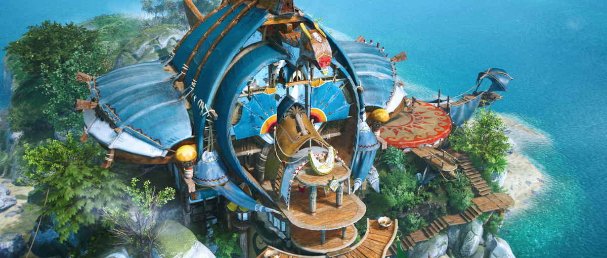 Colourful fantasy environment artwork created by a Think Tank student
