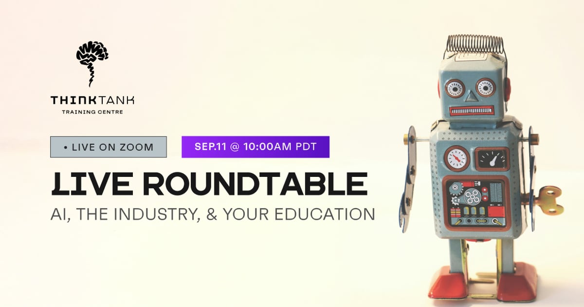 Vintage tin toy robot with the words “We want to hear your take!”
